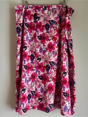 Vintage 90’s Bright Colored Floral Midi Skirt Plus Size 18